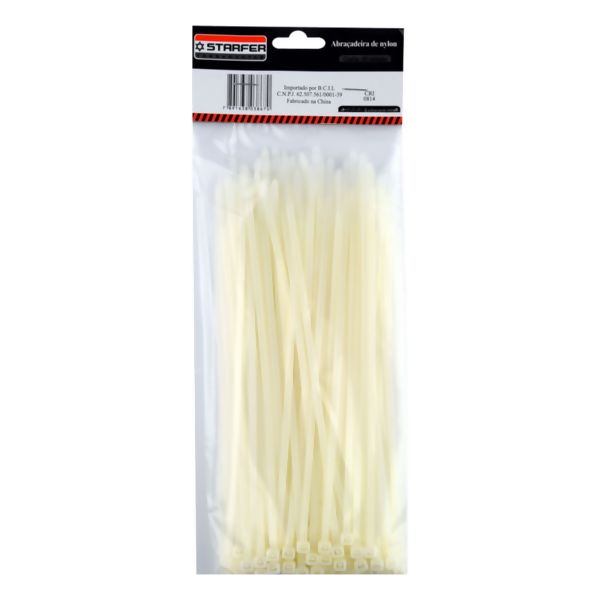 Abraçadeira Nylon Branca 200X3,6 c/100 - Starfer