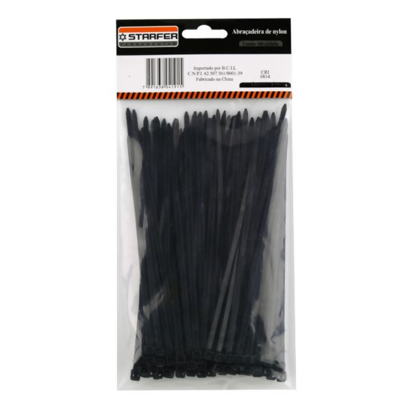 Abraçadeira Nylon Preta 150X2,5 c/100 - Starfer