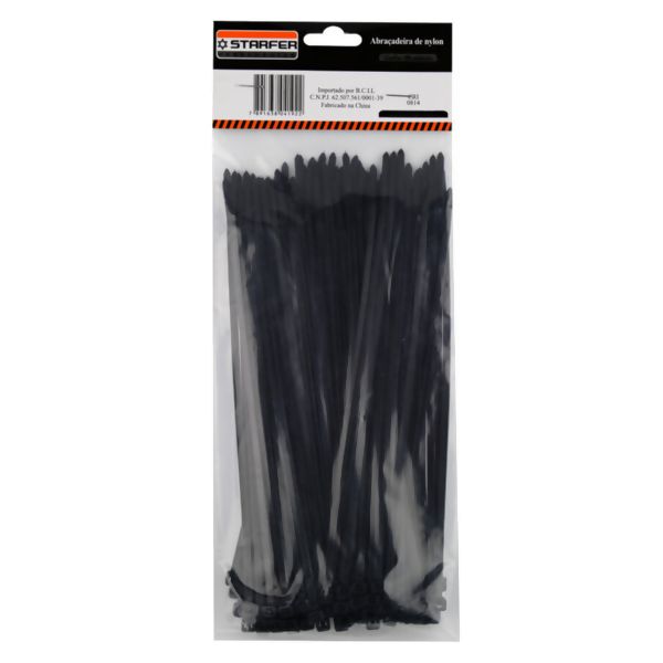 Abraçadeira Nylon Preta 200X2,5 c/100 - Starfer