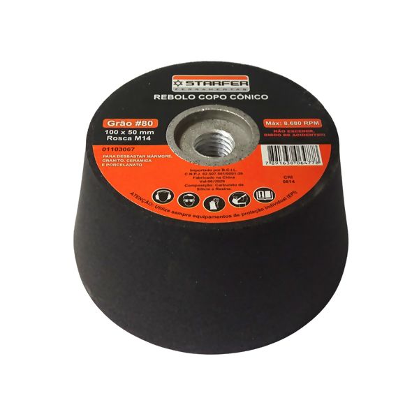 Rebolo Copo 100X50 M14 #80 - Starfer