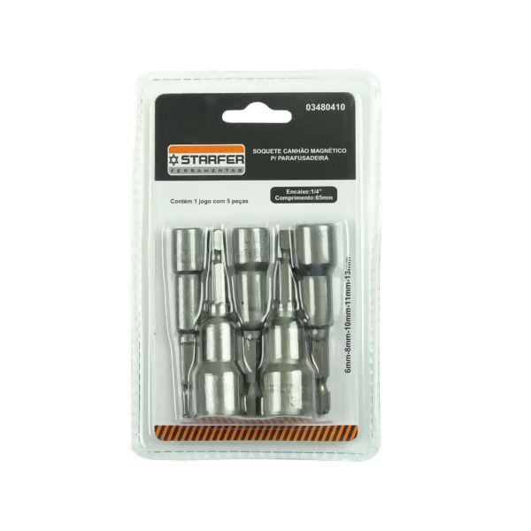 Soquete Canhão Magnético c/5 Peças Milímetro - Starfer