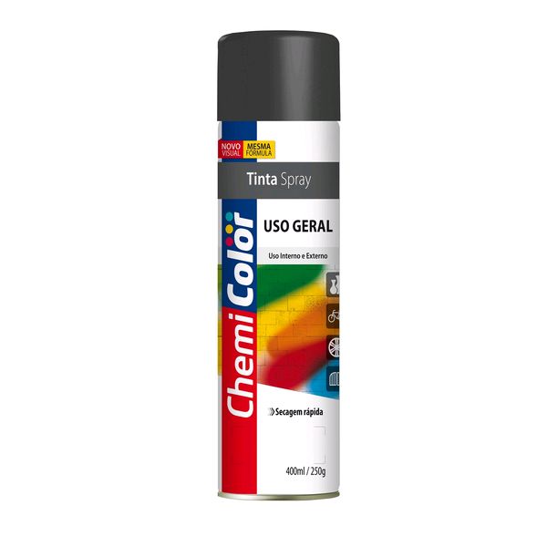 Spray Uso Geral Preto Fosco 400ml - Chemicolor 