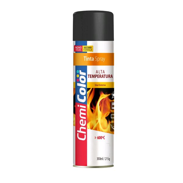 Spray Alta Temperatura Preto Fosco 350ml - Chemicolor 