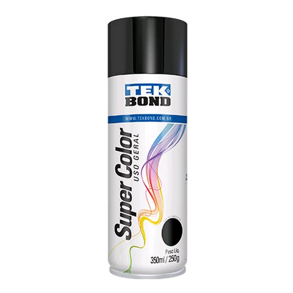 Tinta Spray Uso Geral Preto Brilhante 350ml - Tekbond 