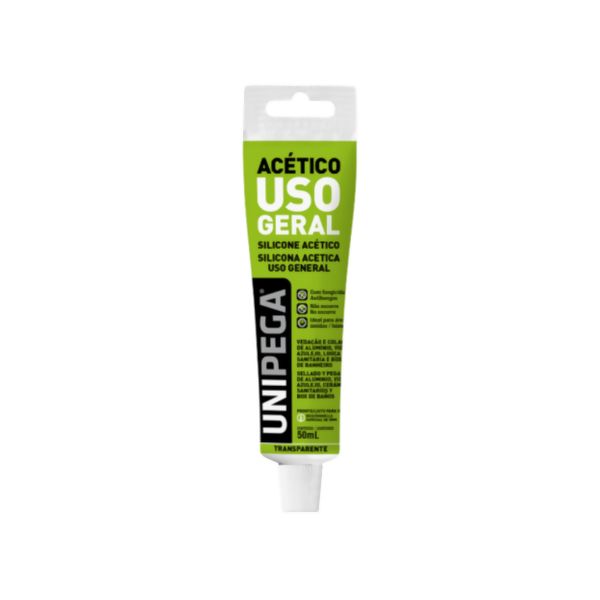 Silicone Acetinado Bisnaga Incolor 50 g - Unipega