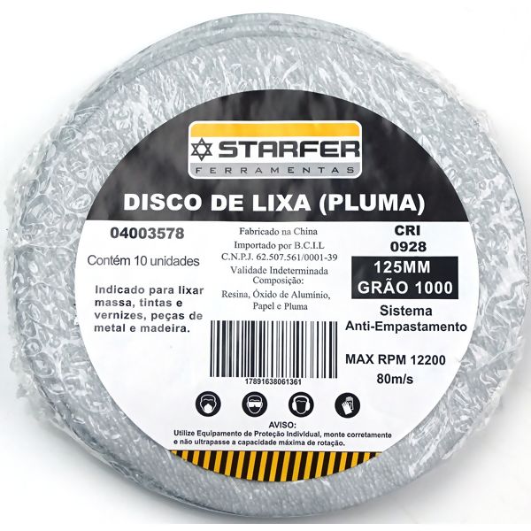 Disco de Velcro Branco 125mm 1000 - Starfer