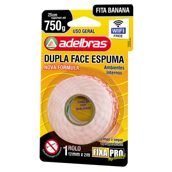 Fita Dupla Face Espuma 12mm X 2m - Adelbras