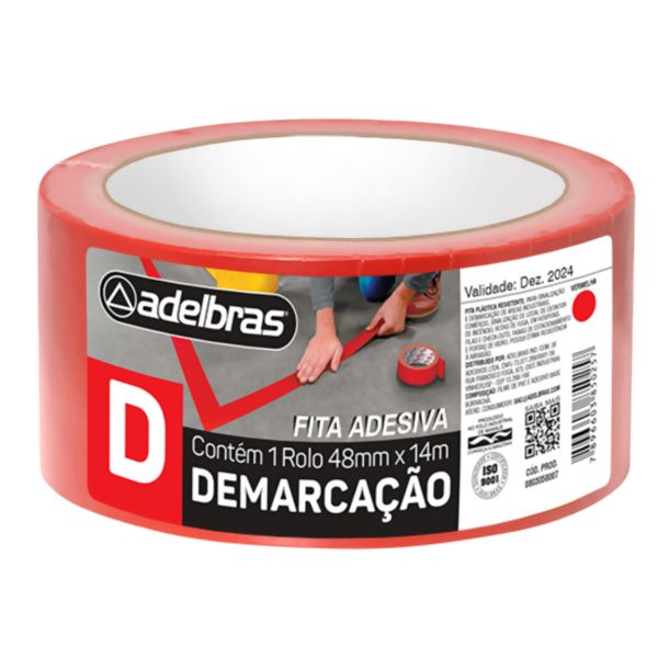 Fita Demarcação Solo Vermelha 48mm X 14m - Adelbras