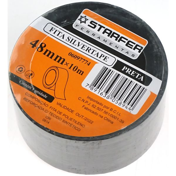 Fita Silvertape Preta 48X5M - Starfer