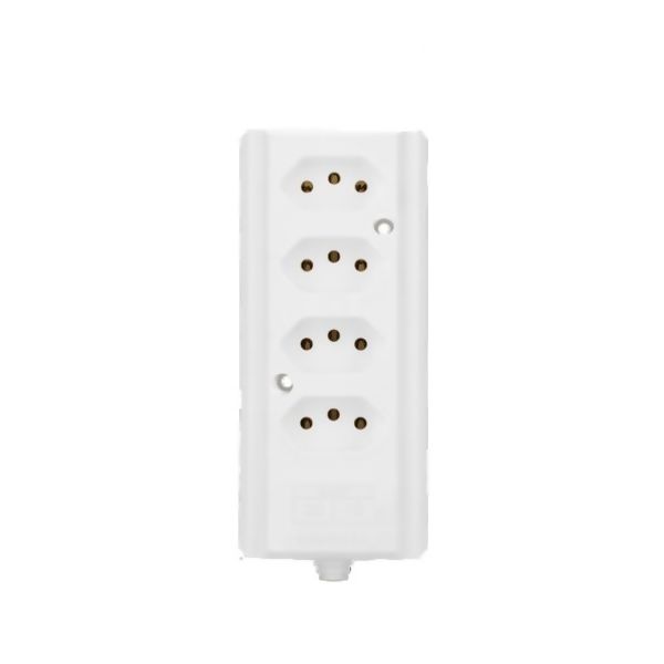 Tomada Barra Quadrupla 2 Polos + T BIAMPER Branca - Interneed