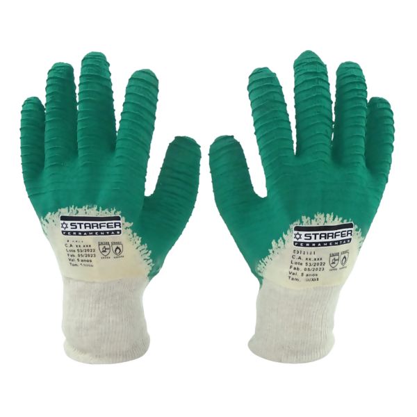 Luva em Malha Tricotada Latex Parcial Verde Tamanho M - Starfer