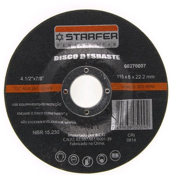 Disco Desbaste 4.1/2X7/8 - Starfer