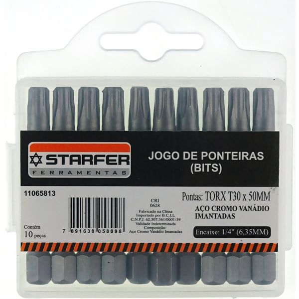 Jogo Ponta Torx 30 50mm Cromo Vanádio - Starfer