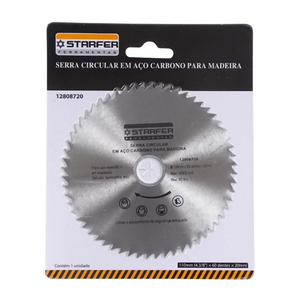 Serra Circular em Aço Carbono para Madeira 4.3/8"X60X20 - Starfer