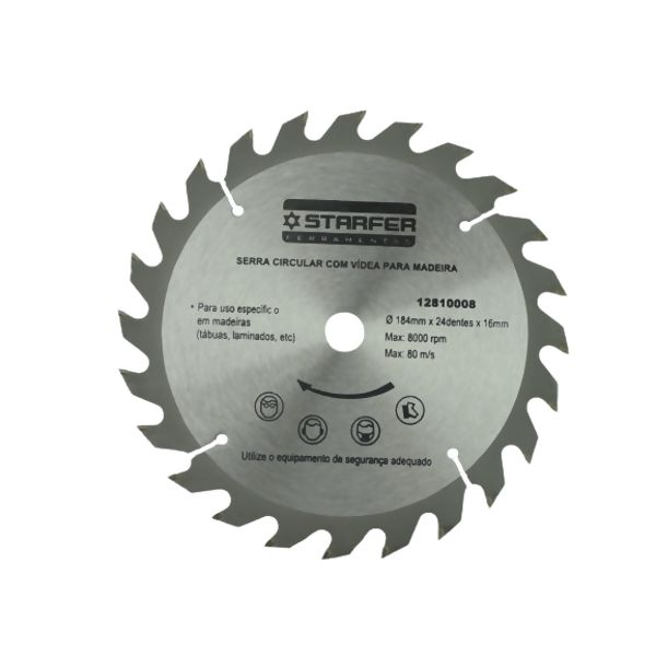 Serra Circular com Vídea para Madeira 7.1/4"X24X16 - Starfer