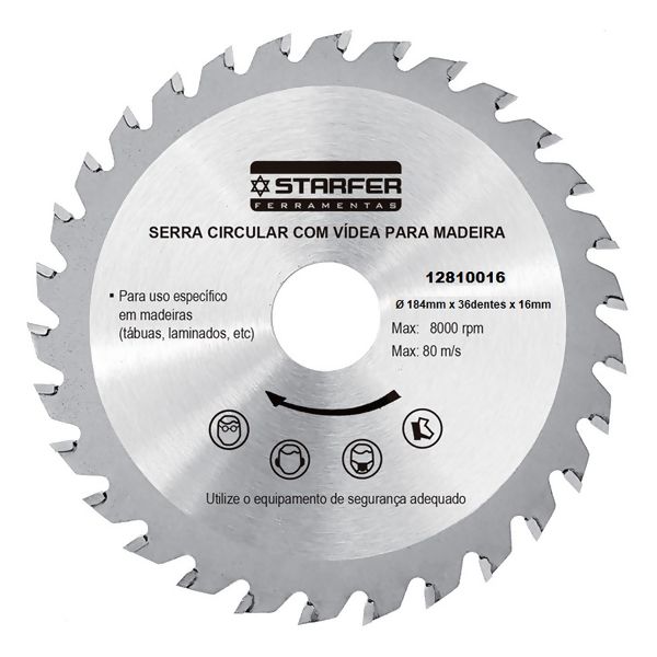 Serra Circular com Vídea para Madeira 7.1/4"X36X16 - Starfer